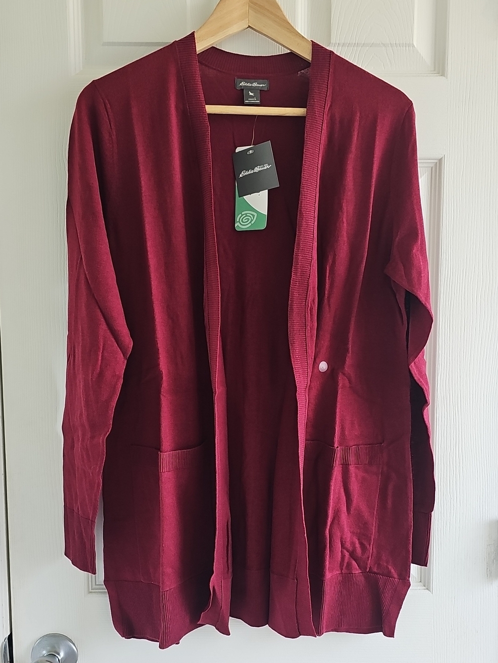Eddie Bauer Christine Open Cardigan Ruby L - NWT